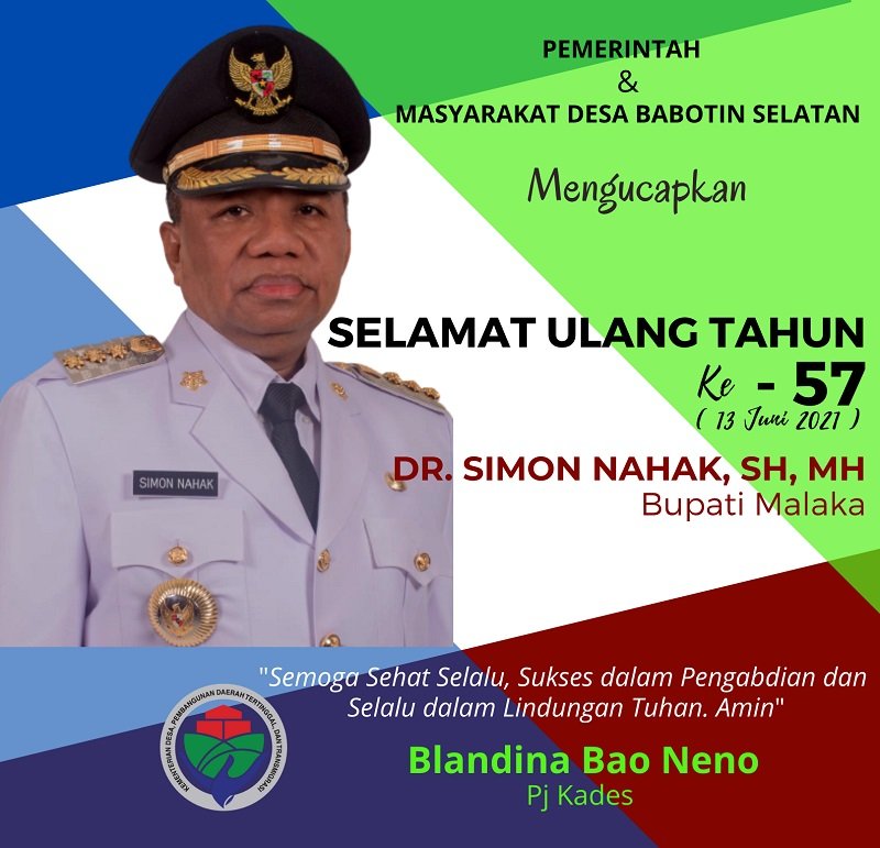 Foto BLANDINA BAO NENO: SELAMAT ULANG TAHUN KE-57 BUPATI MALAKA DR. SIMON NAHAK, SH, MH