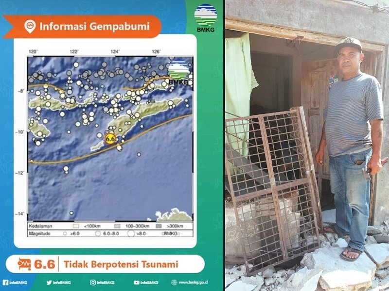 Foto Gempa Magnitudo 6,6 Guncang Kupang NTT, Tidak Potensi Tsunami 