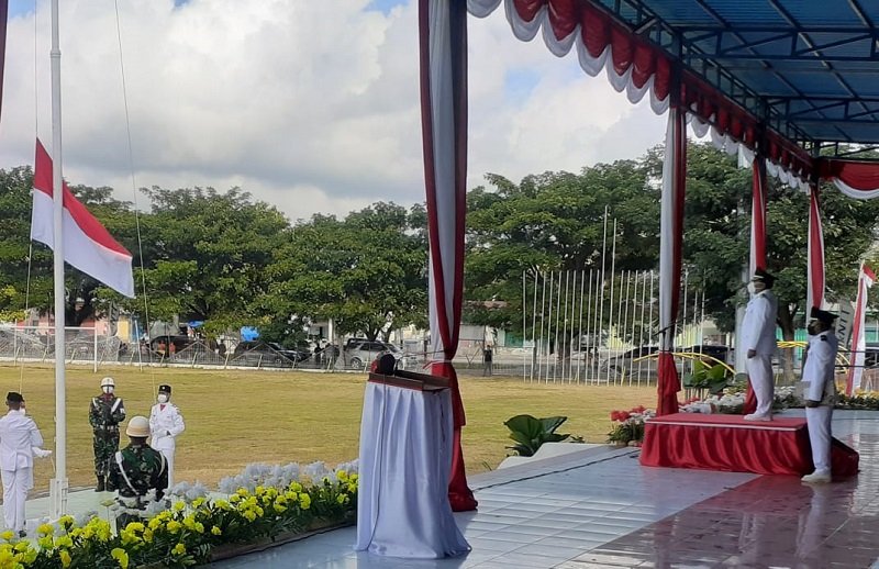 Foto Tegas Pidato Perdana Bupati Malaka Pada Peringatan HUT Kemerdekaan RI ke-76