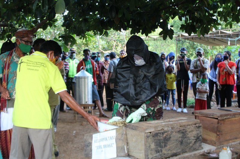 Foto Danrem 161/Wira Sakti Panen Madu Unggulan desa Uiboa di Pulau Semau   