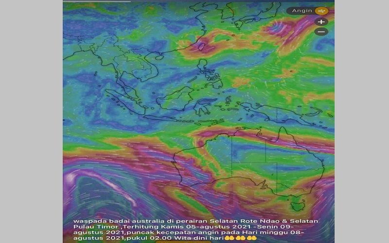Foto BMKG: Waspada Angin Kencang dan Gelombang Tinggi di Laut Sabu.   