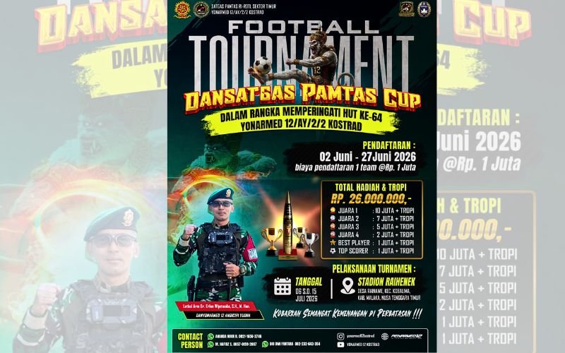 Foto Satgas Pamtas RI-RDTL Sektor Timur Yonarmed 12/Kostrad Gelar Turnamen Sepak Bola